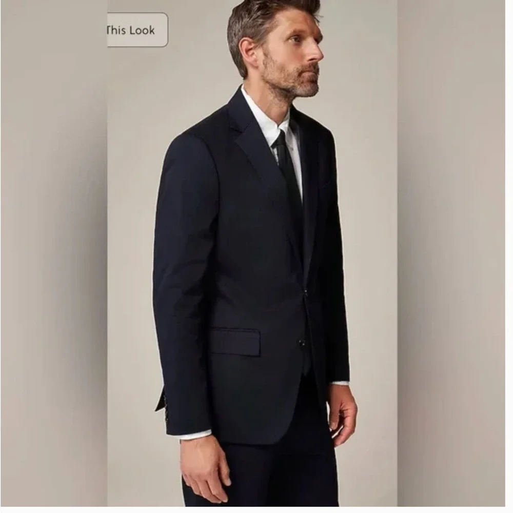 J.Crew Ludlow Slim Fit Suit Jacket 46 46L Blue Cotton Chino CF181 J.Crew Blazer